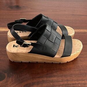 Korks by Kork-Ease Black Fraya Platform Sandals Size 10